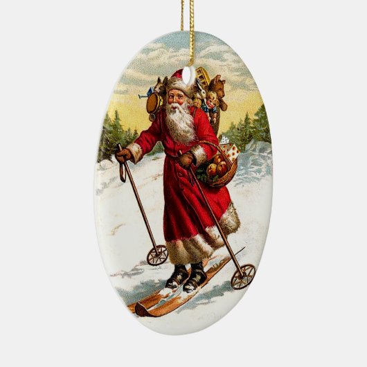 Skiing Santa Claus Keramisch Ornament (Rechts)