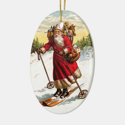 Skiing Santa Claus Keramisch Ornament (Links)
