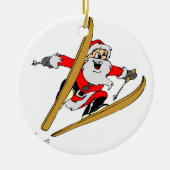 Skiing Santa Claus Keramisch Ornament (Voorkant)