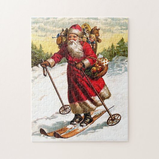 Skiing Santa Claus Legpuzzel (Verticaal)