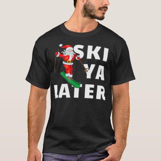 Skiing Santa Claus Ski Ya later Kerstmis T-shirt (Voorkant)