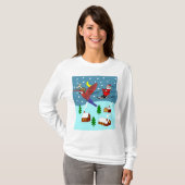 Skiing Santa Hoodie T-shirt (Voorkant volledig)