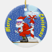 Skiing Santa Kerstkerstversiering Keramisch Ornament (Achterkant)