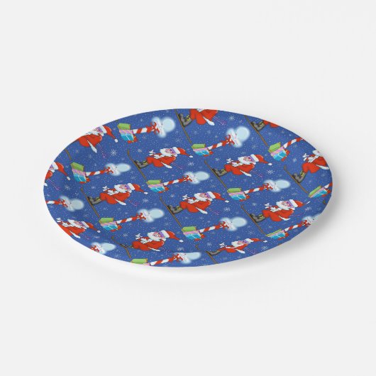 Skiing Santas Borden voor kerstpapier Papieren Bordje (Gekanteld)