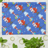 Skiing Santas Kerstkeukenhanddoek Theedoek (Gevouwen)