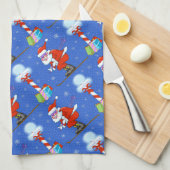 Skiing Santas Kerstkeukenhanddoek Theedoek (Quarter Fold)
