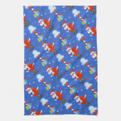 Skiing Santas Kerstkeukenhanddoek Theedoek (Verticaal)