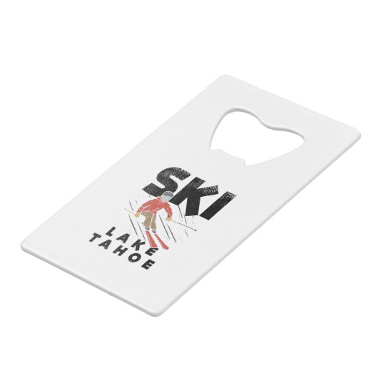 Skiing - Ski Lake Tahoe Creditkaart Flessenopener (Voorkant Gekanteld)