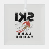 Skiing - Ski Lake Tahoe Glas Ornament (Achterkant)