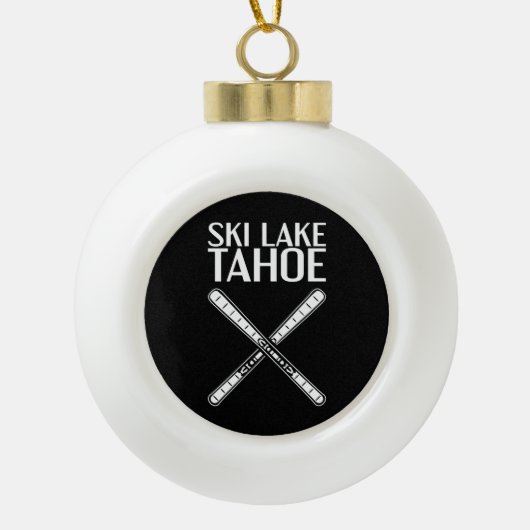 Skiing - Ski Lake Tahoe Keramische Bal Ornament (Voorkant)