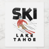 Skiing - Ski Lake Tahoe Wijn Etiket (Enkel label)