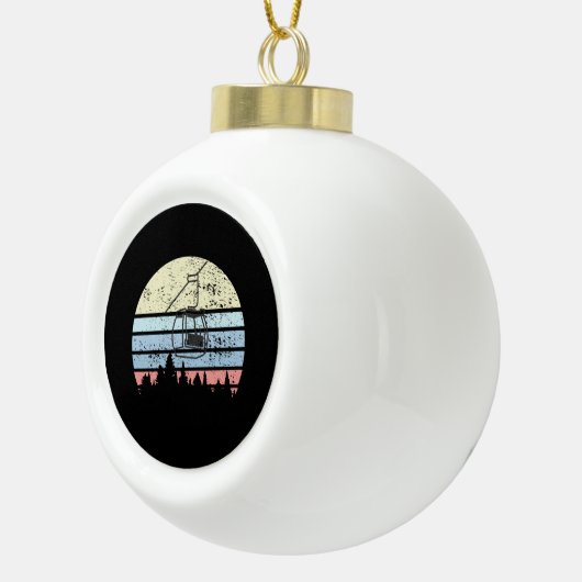 Skiing Ski Lift Retro Keramische Bal Ornament (Rechts)