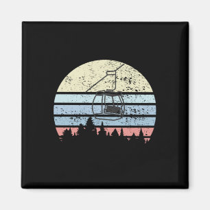 Skiing Ski Lift Retro Magneet
