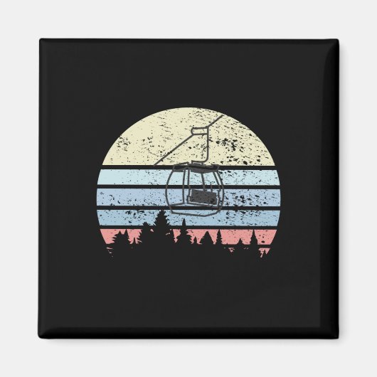 Skiing Ski Lift Retro Magneet (Voorkant)