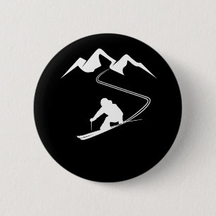 Skiing Ski Minimalist Skiing In The Mountains Ronde Button 5,7 Cm