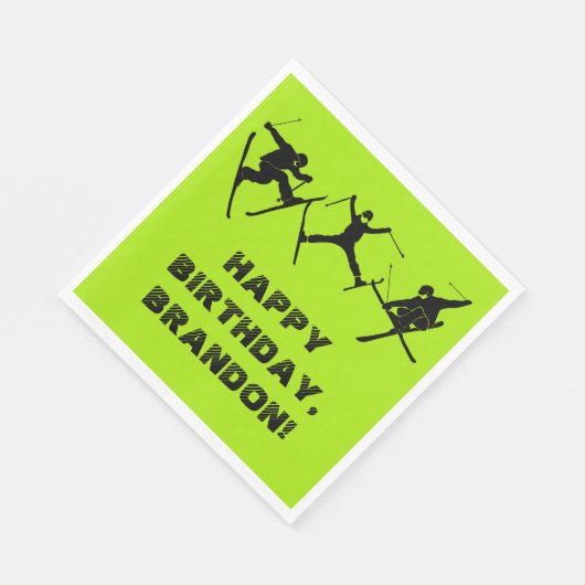 Skiing, Ski Tricks Thmed Teen Boys Birthday Party Servet (Hoek)