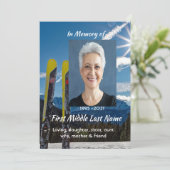 Skiing Skier Celebration of Life Service Kaart (Staand voorkant)