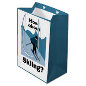 Skiing Skier How About Skiing Ski Party Medium Cadeauzakje (Achterkant Gekanteld)