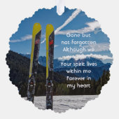 Skiing Skier Memorial Keepsake  Ornament Kaart (Achterkant)