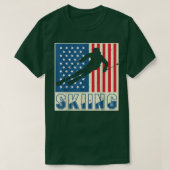 Skiing Skier Ski Cross Country Downhill Snow Ameri T-shirt (Design voorkant)