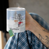 Skiing Skier Snow Persoonlijke Waterverf Naam Koffiemok