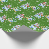 Skiing Sking sneeuwmatte groen Cadeaupapier (Hoek)