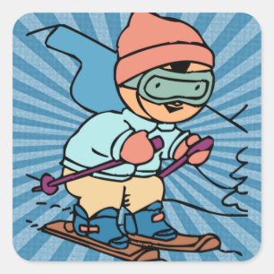 Skiing skiverliefing skiën grappig ski Vierkante Sticker