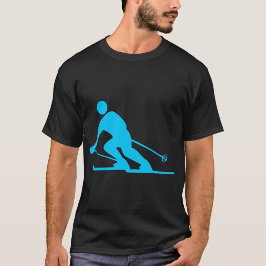 Skiing - Sky Blue T-shirt (Voorkant)