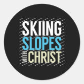 Skiing Slopes With Jesus Ronde Sticker (Voorkant)