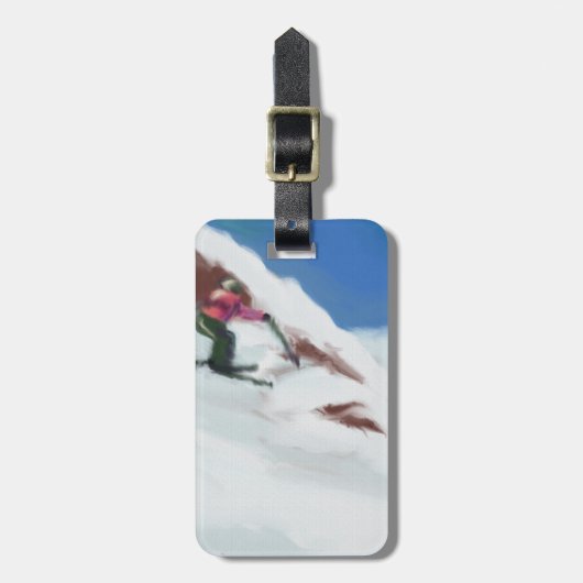 Skiing Snow Mountain Art Bagagelabel (Voorkant verticaal)