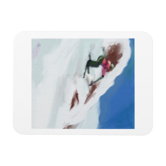 Skiing Snow Mountain Art Magneet (Horizontaal)