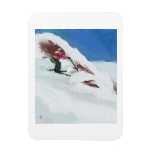 Skiing Snow Mountain Art Magneet (Verticaal)