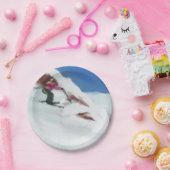 Skiing Snow Mountain Art Papieren Bordje (Feest)