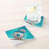 Skiing Snowman Glazen Onderzetter (Schuin)