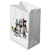 Skiing Snowman in Wooly Pet Cartoon Medium Cadeauzakje (Voorkant Gekanteld)