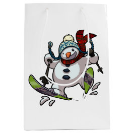 Skiing Snowman in Wooly Pet Cartoon Medium Cadeauzakje