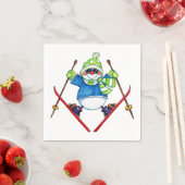 Skiing Snowman - Papier Napkins Servetten (Insitu)
