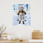 Skiing  Snowman Poster (Keuken)