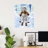 Skiing  Snowman Poster (Thuiskantoor)
