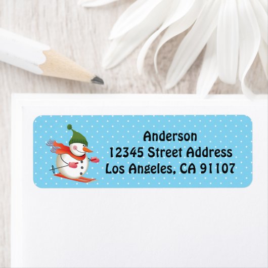 Skiing Snowman Return Address Labels (Insitu)
