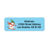 Skiing Snowman Return Address Labels (Voorkant)