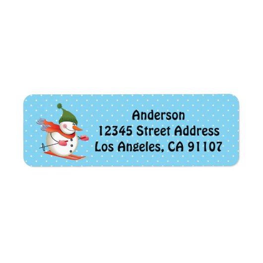 Skiing Snowman Return Address Labels (Voorkant)