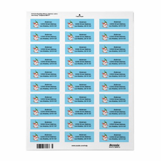 Skiing Snowman Return Address Labels (Full Sheet)