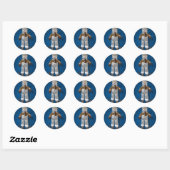 Skiing  Snowman Ronde Sticker (Vel)