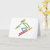 Skiing Stickman Kaart (Gele Bloem)