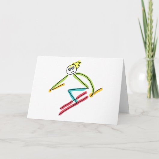 Skiing Stickman Kaart (Voorkant)
