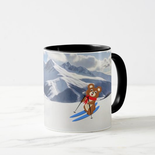 Skiing - Teddy Bear Skier on snow Personalize Mok (Voorkant rechts)