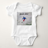 Skiing themed baby vest romper (Voorkant)