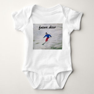 Skiing themed baby vest romper
