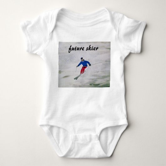 Skiing themed baby vest romper (Voorkant)
